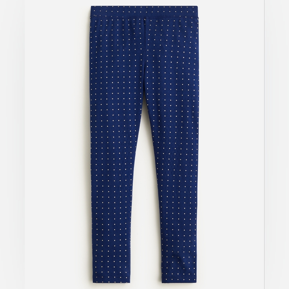 Crewcuts girls gold foil print leggings, 7, blue/ gold